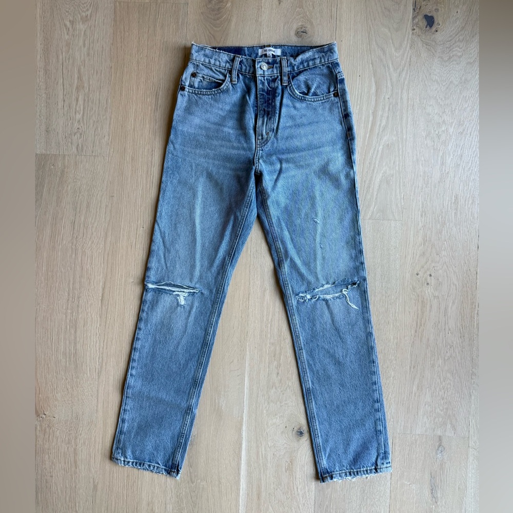 Re/Done Light Blue Distressed Skinny Jeans